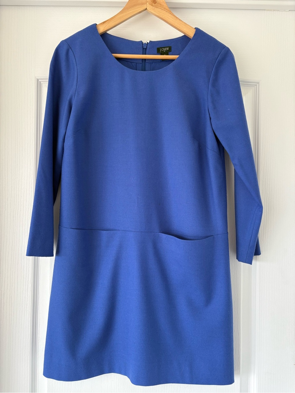 J. Crew Wool Cobalt Blue Long Sleeve Shift Dress